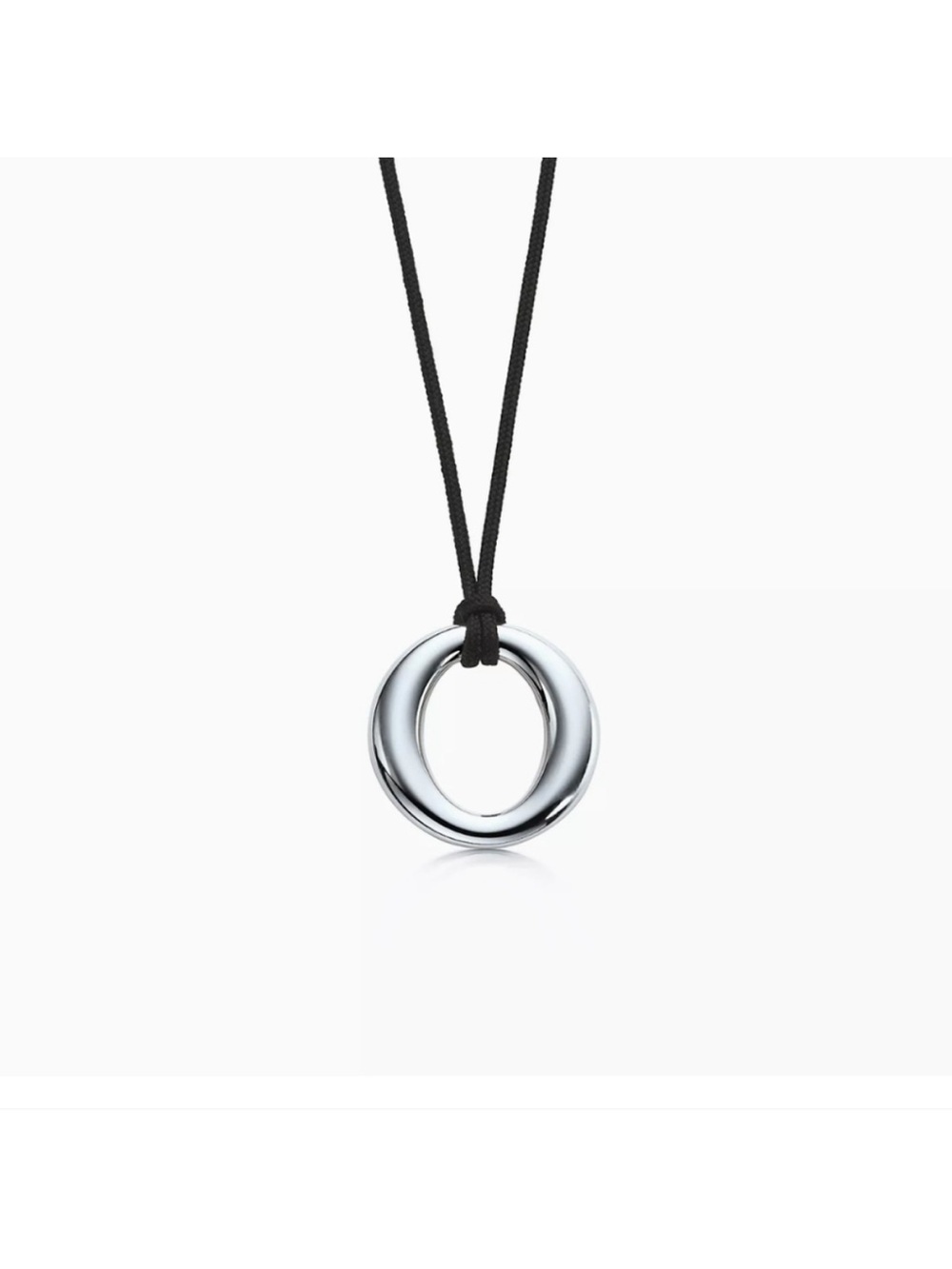 Tiffany & Co. Silver Seviana Circle Pendant on Black Cord